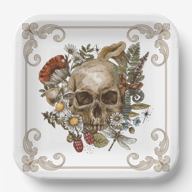 Mystic Skull Vintage Paper Plates (Front)