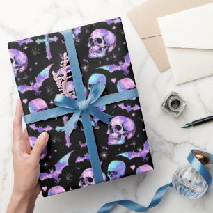 Mystic Skulls Bats & Crosses Wrapping Paper