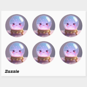 Mystic Smiles – Kawaii Crystal Ball Charm Classic Round Sticker