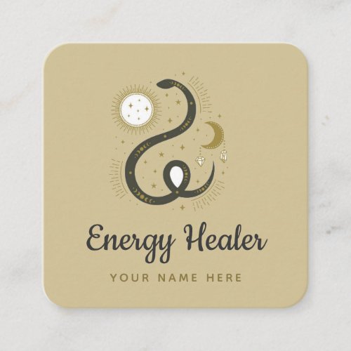 Mystic Snake Crystal Healing Sun  Moon Celestial Square Business Card