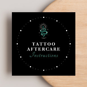 Mystic Snake Green Tattoo Aftercare Instructions Square Business Card