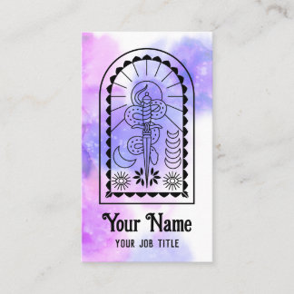 Mystic Snake Sword Moon Spiritual Witchy Business Card