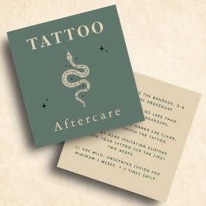 Mystic Snake Tattoo Aftercare Instructions Trendy Square Business Card