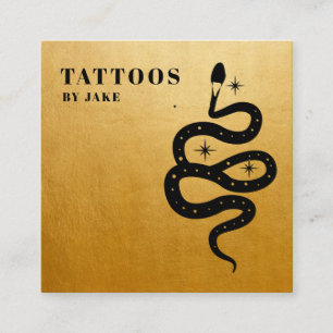 Mystic Snake Tattoo Artist Gold Square Business Card