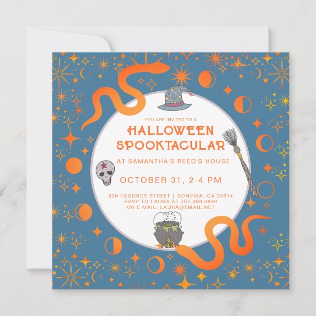 Mystic Snakes Witch Halloween Spooktacular Party Invitation (Front)