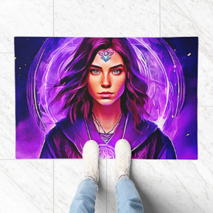 Mystic Sorceress with Glowing Aura Doormat