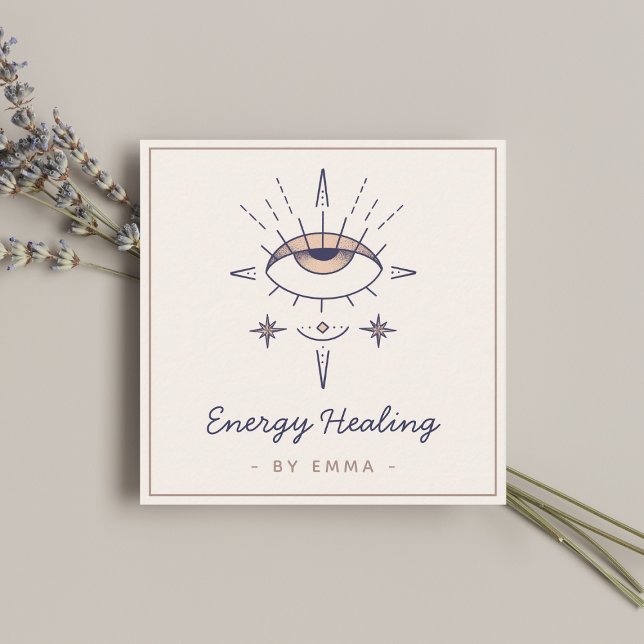 Mystic Spiritual Third Eye Cosmic Energy Healing Square Business Card (Creator Uploaded)