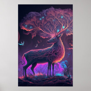 Mystic Stag Psychedelic Poster   Spirit Animal 1