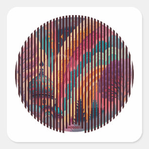 Mystic Stripes Round Sticker #00001 – Customizable