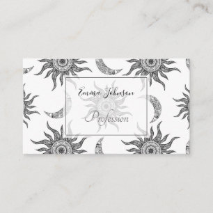 Mystic Sun Moon Black and White Business Card