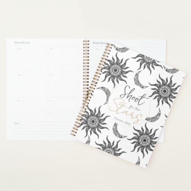  Mystic Sun Moon Black and White Planner (Display)