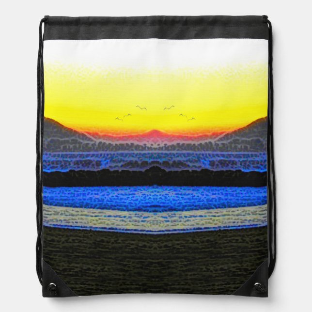 Mystic Sunset Double Vision  Drawstring Bag (Front)