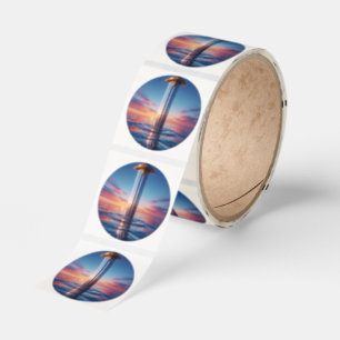 Mystic Sunset Sword Wall Art Classic Round Sticker