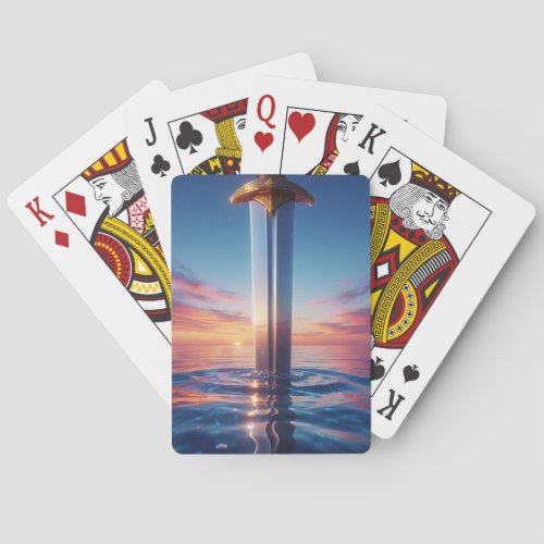 Mystic Sunset Sword Wall Art Poker Cards