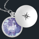 mystic swan locket necklace<br><div class="desc">graceful, mystic swan with unicorn like horn and cherry blossoms
Artwork by cglightNingART</div>