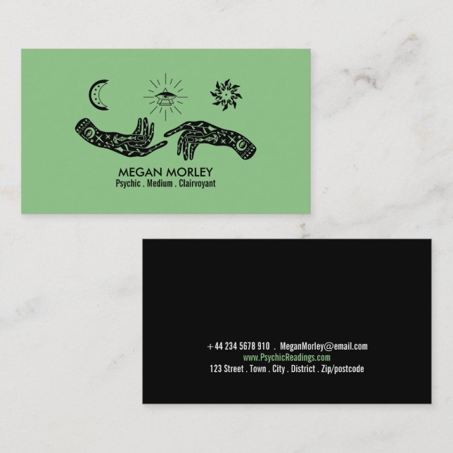 Mystic Symbols, Psychic - Medium - Clairvoyant Business Card (Front/Back)