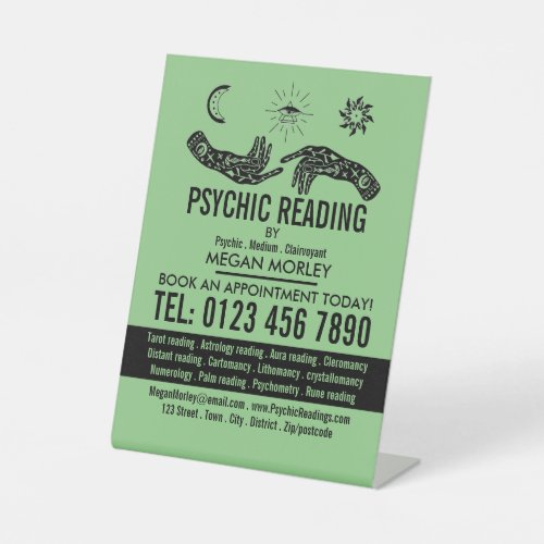 Mystic Symbols Psychic Reading Advertising Pedestal Sign