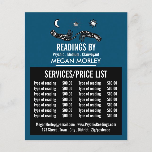 Mystic Symbols, Psychic Reading Price List Flyer (Front)