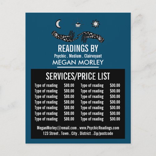 Mystic Symbols Psychic Reading Price List Flyer