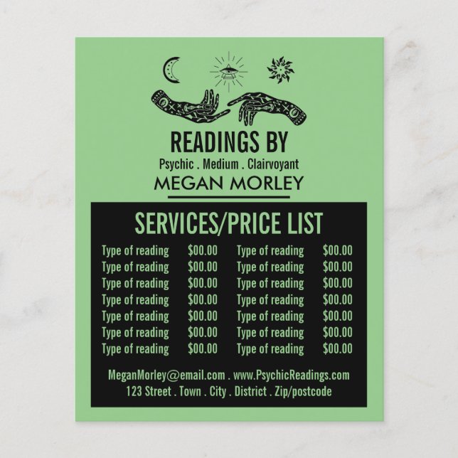 Mystic Symbols, Psychic Reading Price List Flyer (Front)
