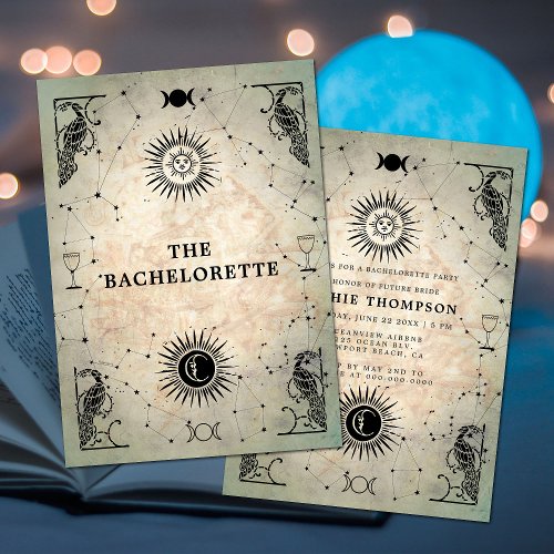 Mystic Tarot Fortune Peacock Bachelorette Party Invitation