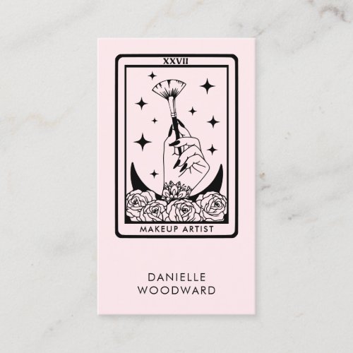 Mystic Tarot Makeup Artist Branding Blush Pink Business Card