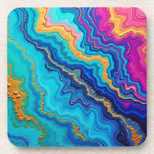 Mystic Teal & Gold Energy Beverage Coaster