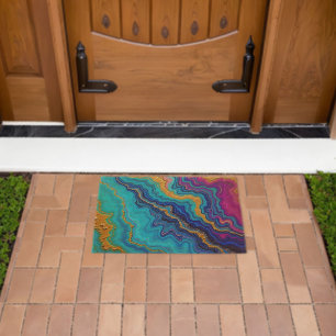 Mystic Teal & Gold Energy Fiber Doormat