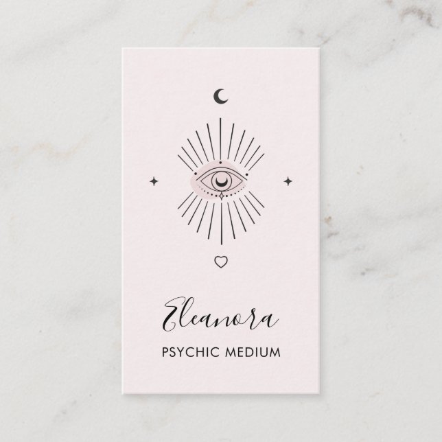 Mystic Third Eye Symbol Logo Blush Pink Psychic Business Card (Front)