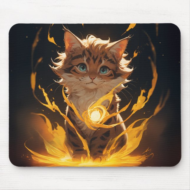 Mystic Tiger Cat Fire Familiar Mouse Pad (Front)