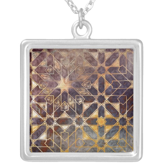 Mystic Tiles I Silver Plated Necklace (Front)