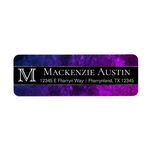Mystic-Topaz Office | Monogram Purple Pink Blue Label (Front)