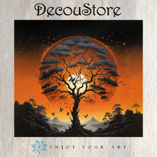 Mystic Tree at Sunset Decoupage Tissue Paper