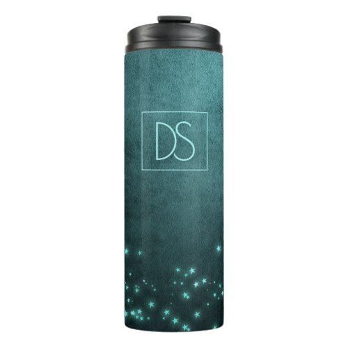 Mystic Twilight Stars  Deep Teal Green Monogram Thermal Tumbler