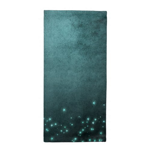 Mystic Twilight Stars  Deep Teal Green Neon Glow Cloth Napkin