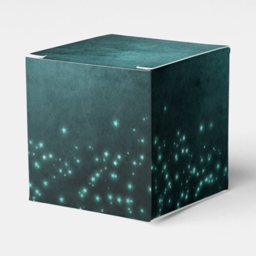 Mystic Twilight Stars  Deep Teal Green Neon Glow Favor Boxes