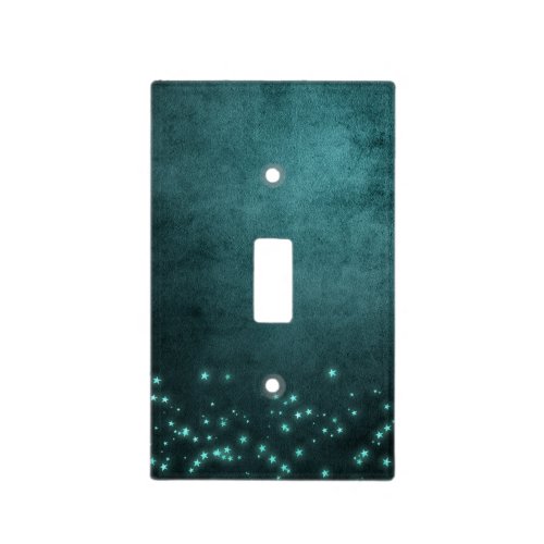 Mystic Twilight Stars  Deep Teal Green Neon Glow Light Switch Cover