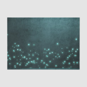 Mystic Twilight Stars Deep Teal Green Neon Glow Tissue Paper