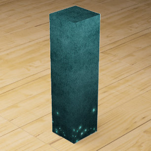 Mystic Twilight Stars Deep Teal Green Neon Glow Wine Box