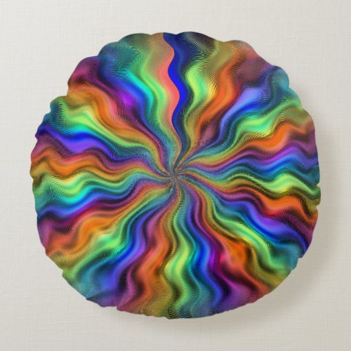 Mystic Vibrations Round Throw Pillow