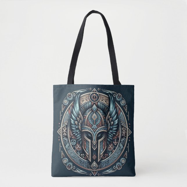 Mystic Viking Rune Helmet  Tote Bag (Front)