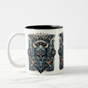 Mystic Viking Rune Helmet Two-Tone Coffee Mug