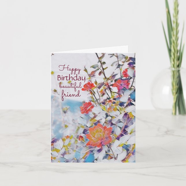 Mystic Watercolor Roses Birthday Card (Front)