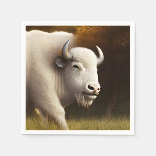 Mystic White Buffalo Digital Art  Napkins