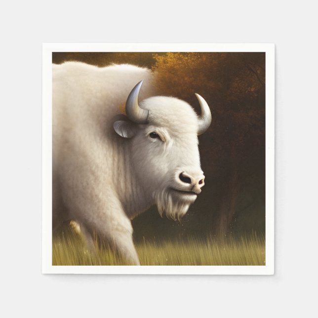 Mystic White Buffalo Digital Art  Napkins (Front)