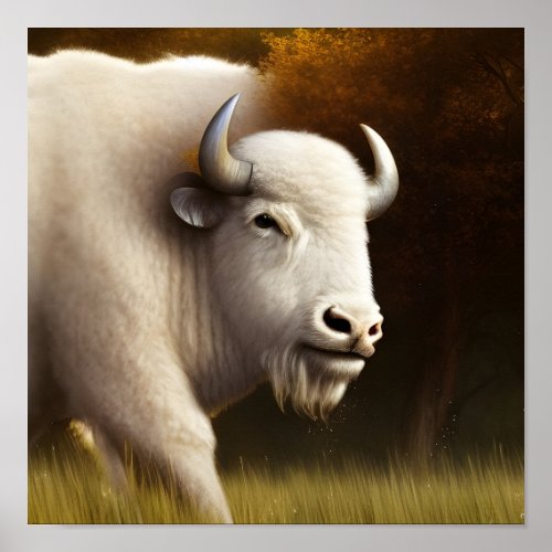 Mystic White Buffalo Digital Art Poster