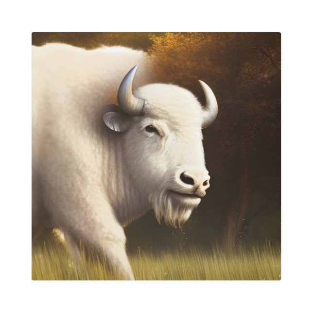 Mystic White Buffalo Metal Wall Art (Front)