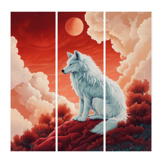 Mystic white wolf - AcryliPrint®HD Triptychon Triptych (Front)