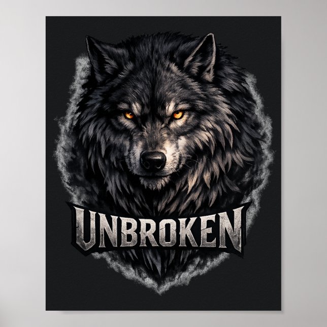 Mystic Wilderness Wolf Unbroken | Mountain Night Poster (Front)