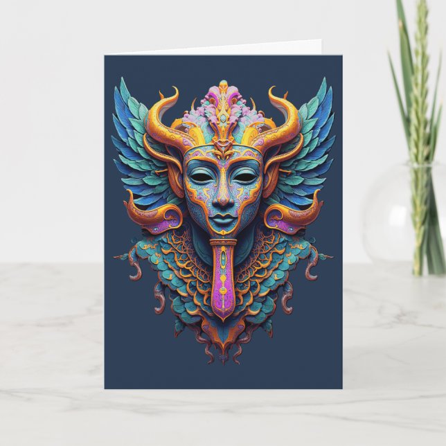 Mystic Winged Deity Letterpress Thank You Card (Front)